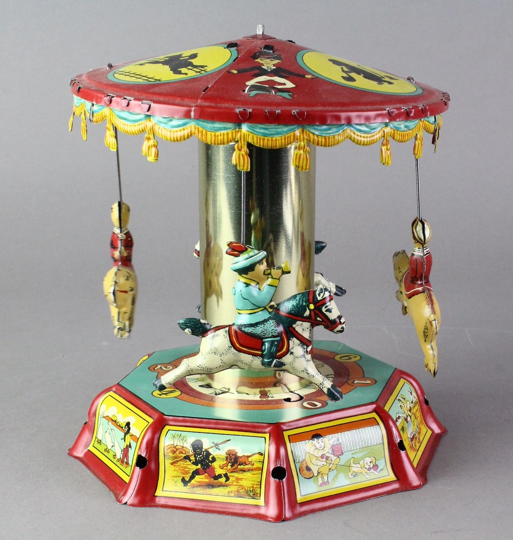 German Tin Colorful Carousel Wind up (1 of 5)