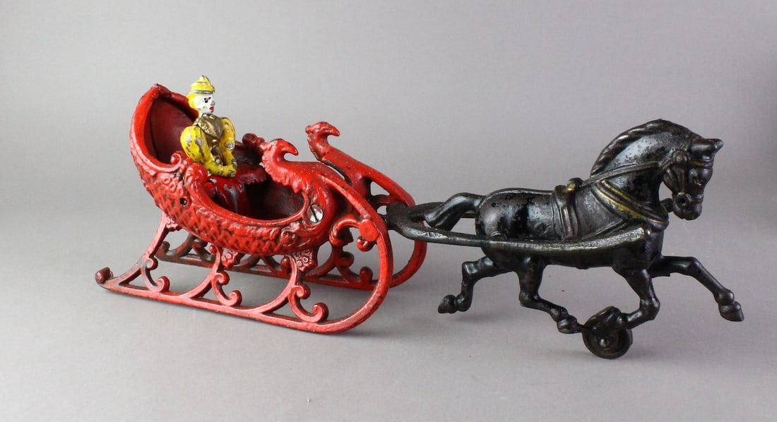1900s Hubley Cast Iron One Horse Open Sleigh (1 of 5)