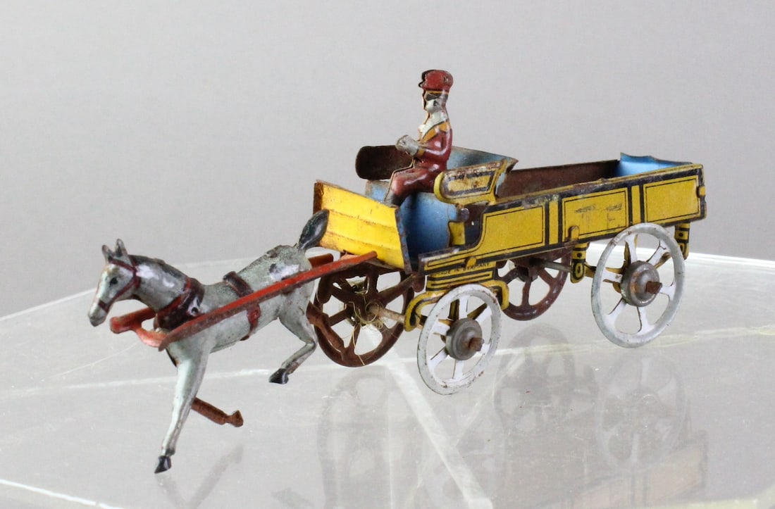 German Tin Penny Toy Horse Drawn Wagon (1 of 3)