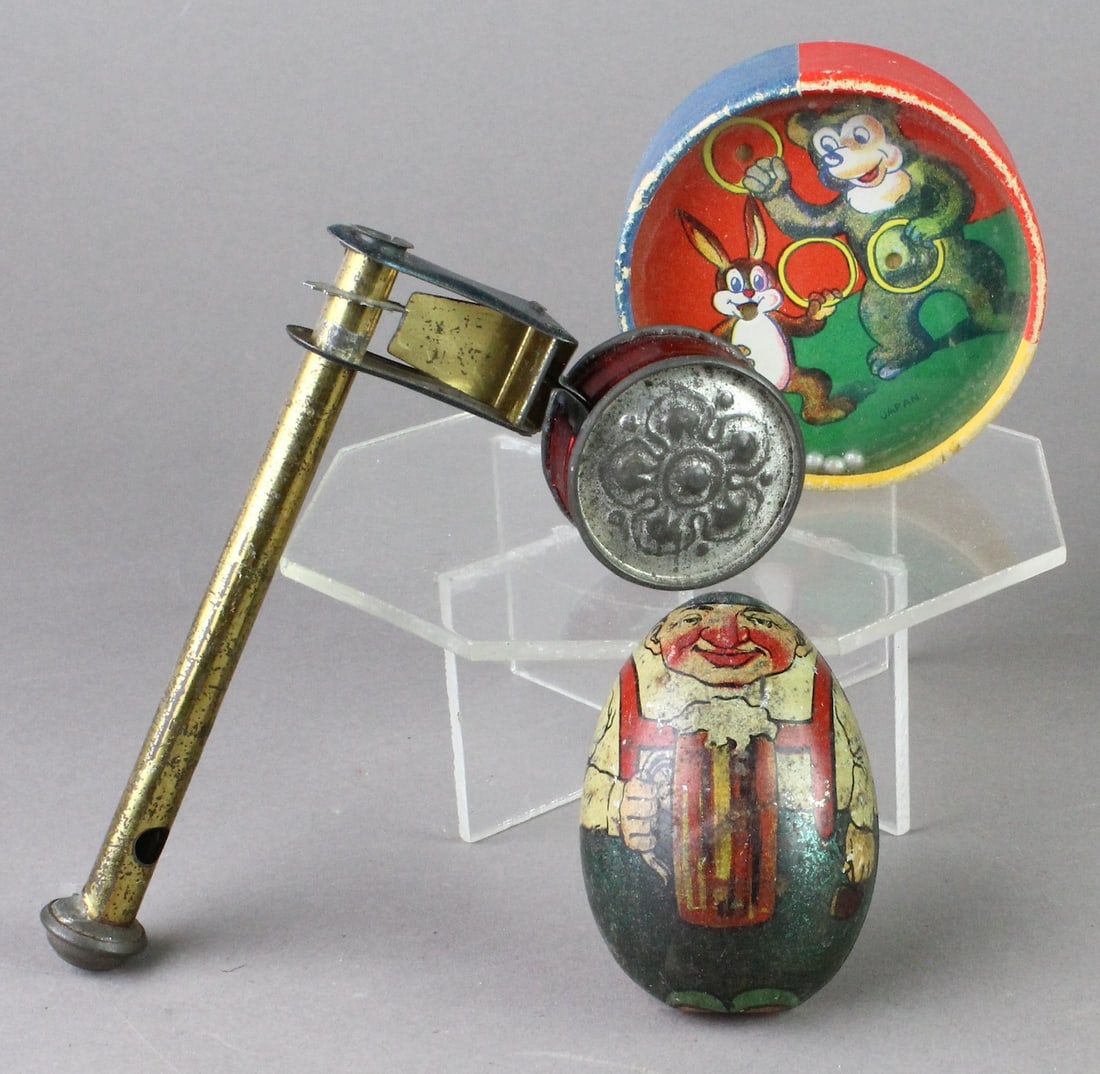 German Tin Noisemaker, Toy, Japan Dexterity Game (1 of 2)