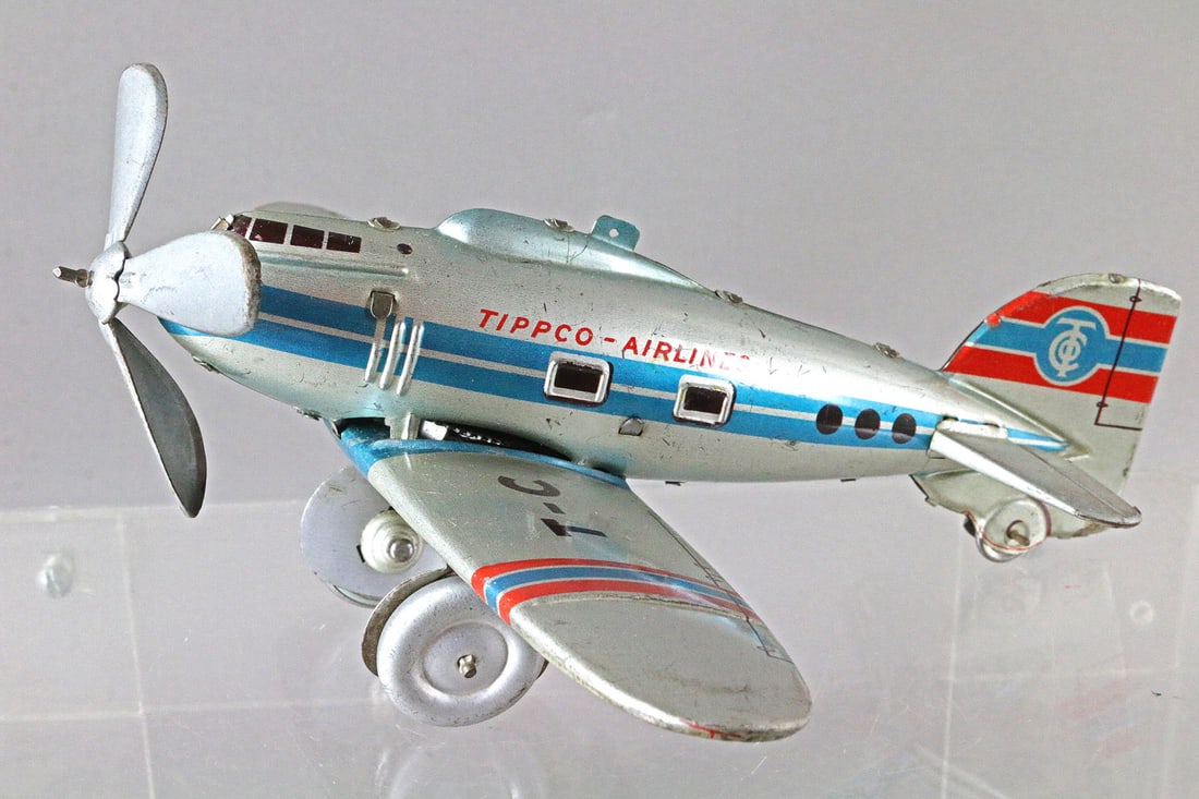 Tippco Airlines Tin Litho Plane Germany: Tippco Airlines Tin Litho Plane Germany, 10 inches