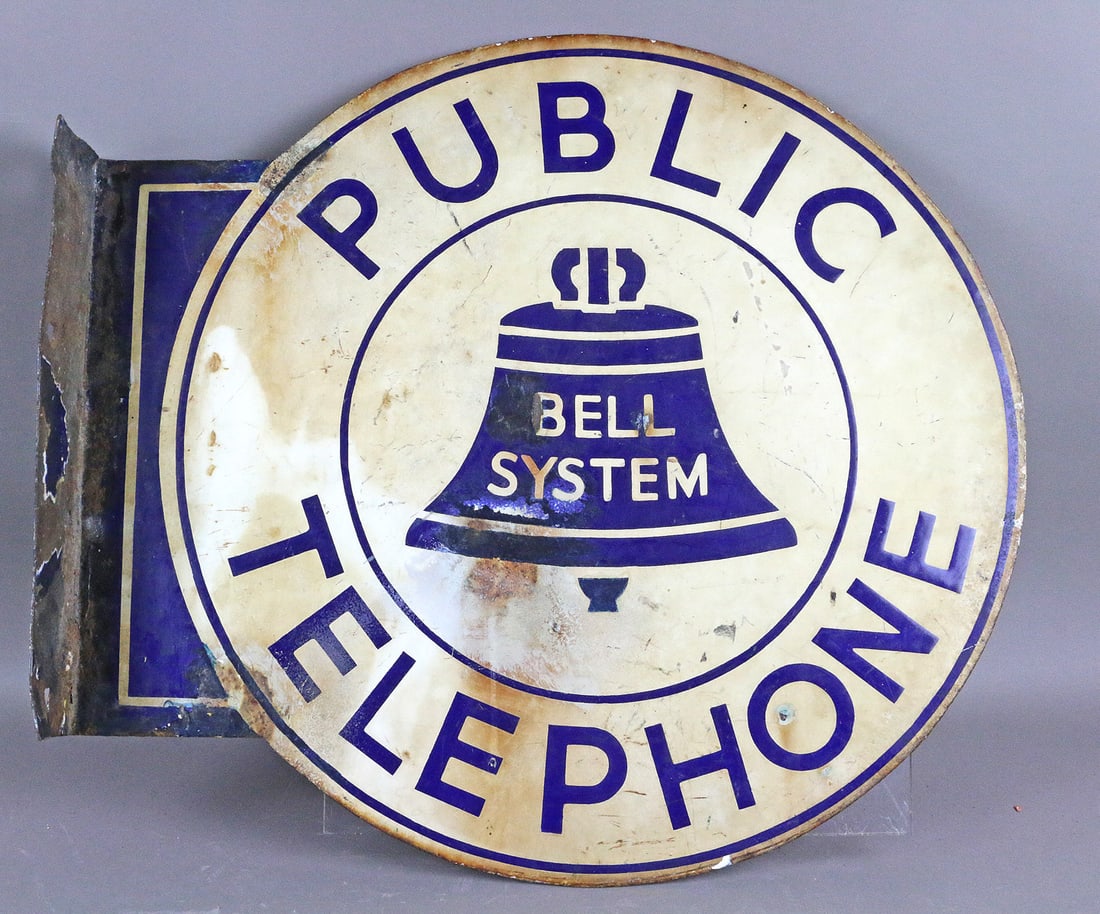Bell Telephone Porcelain Double Sided Flange Sign (1 of 2)
