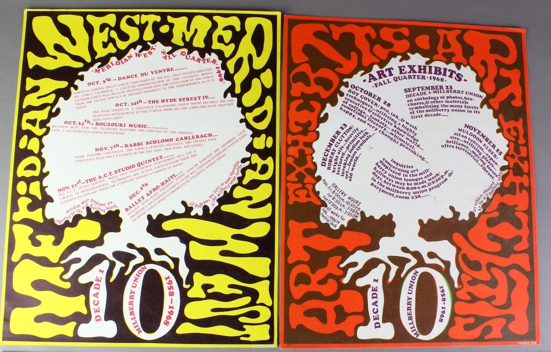 1968 San Francisco Art Exhibit Posters Meridian West Millberry (1 of 3)