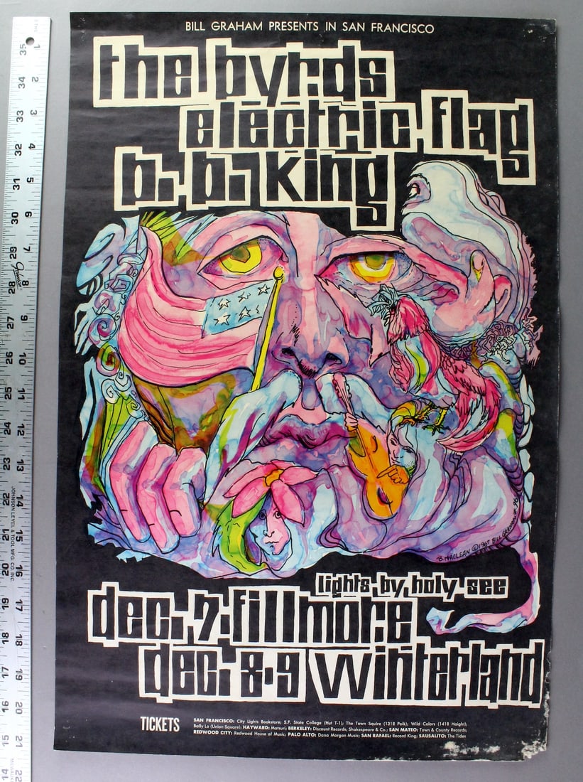 1967 Bill Graham The Byrds, Electric Flag, BB King (1 of 4)