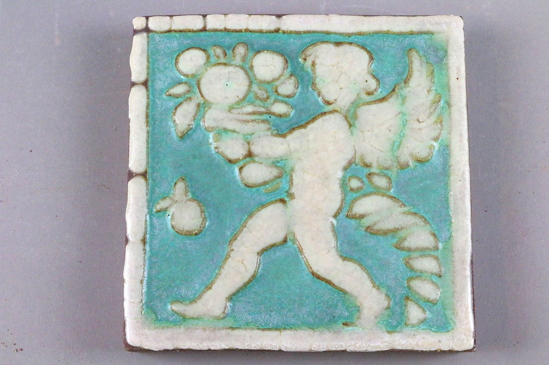 Grueby 6x6 Cupid Figural Tile (1 of 2)
