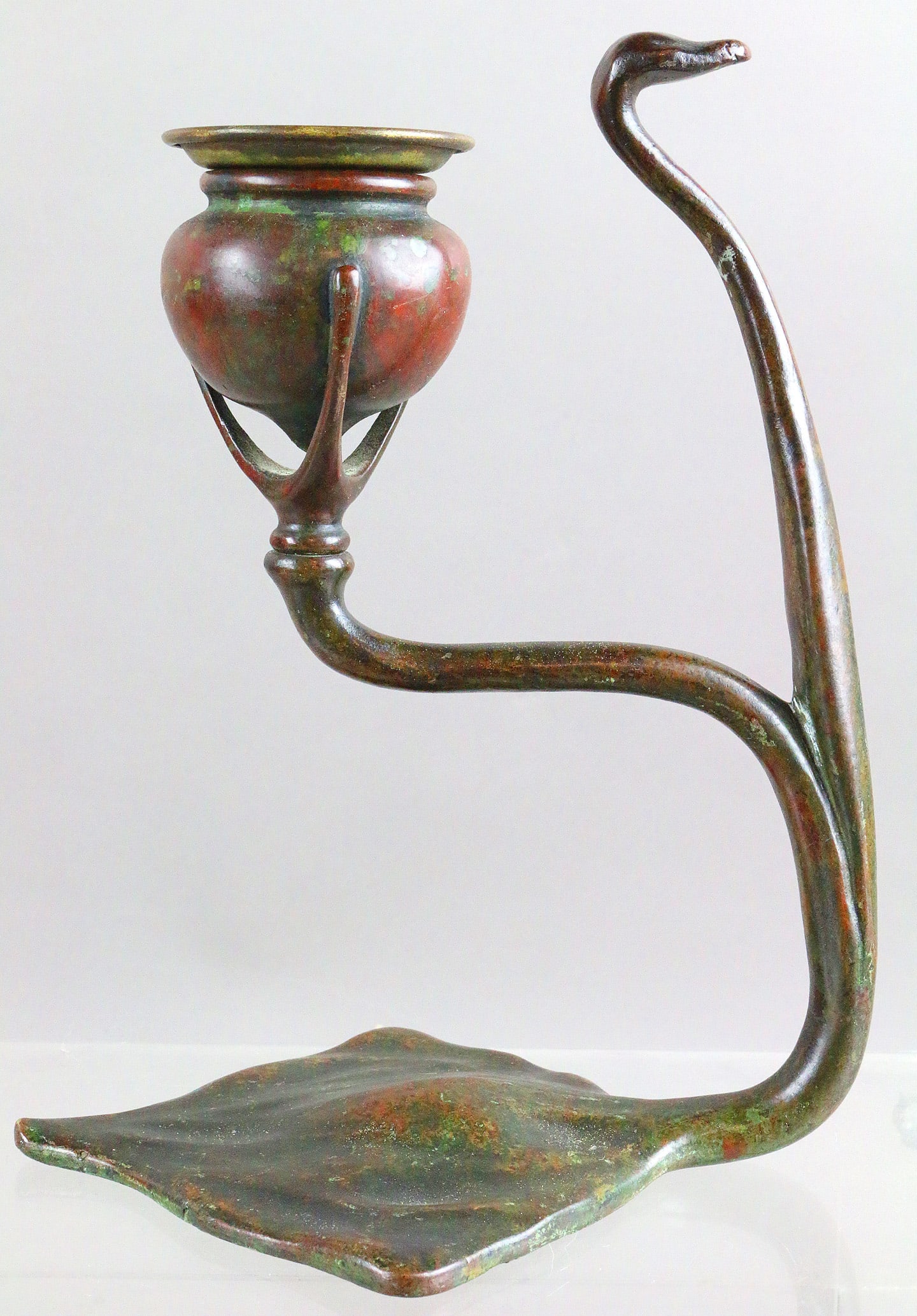 Tiffany Candle Stick  Bronze Cobra (1 of 6)