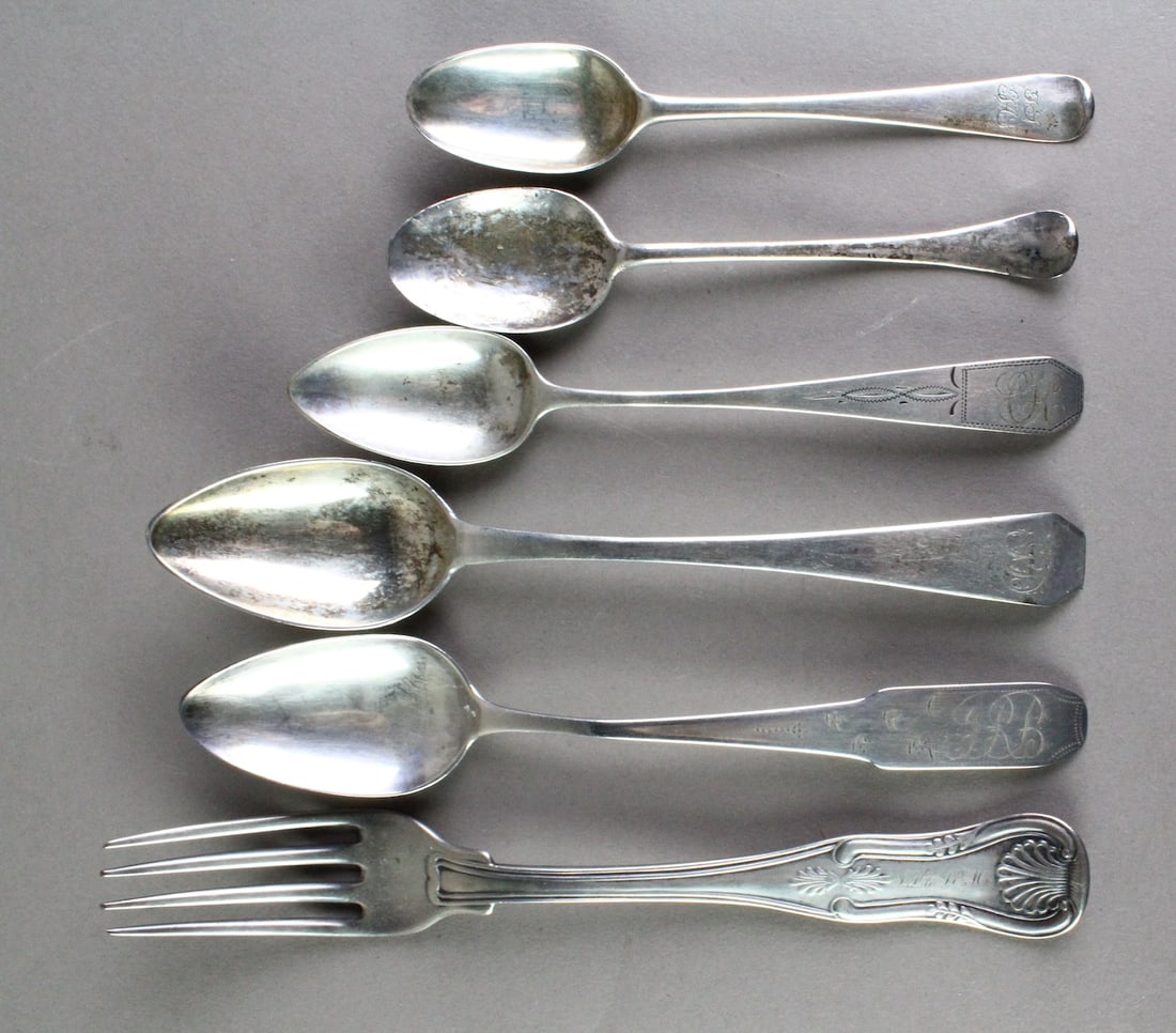 5 Coin Silver Spoons & Fork (1 of 4)
