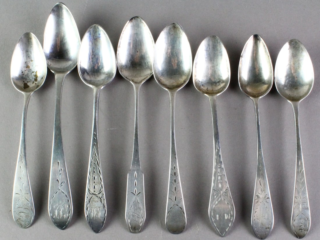 8 Coin Silver Spoons Pineapple Patterns (1 of 4)