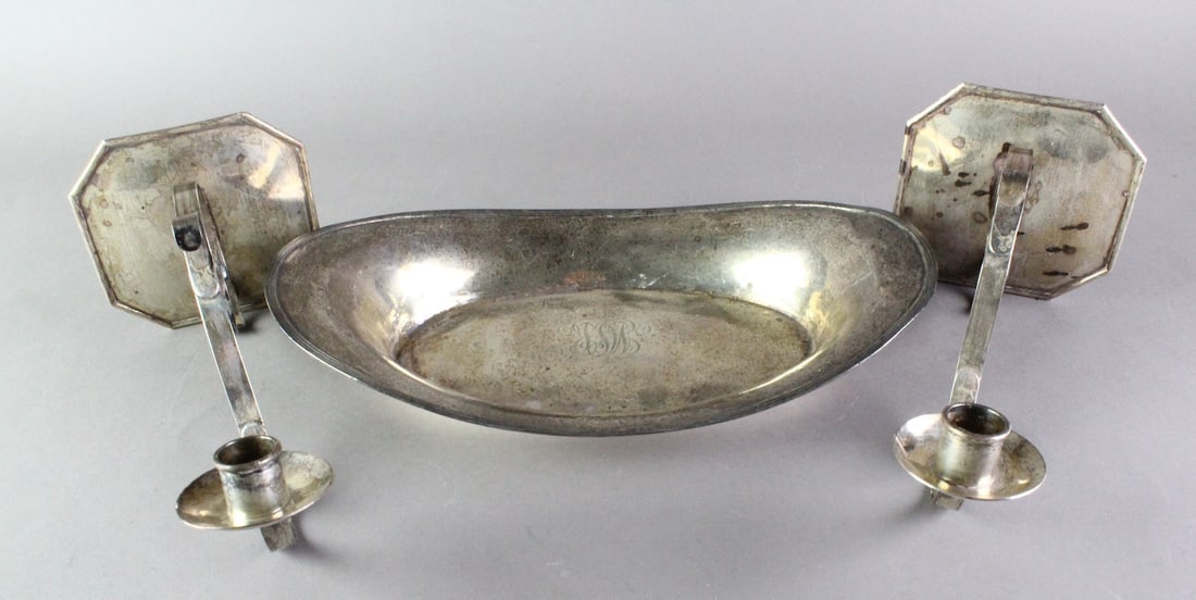 Sterling Silver Serving Tray and Candle Sconces 23 Oz (1 of 4)