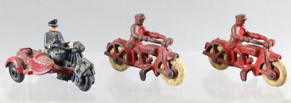 Hubley Sidecar Motorcycle Lot Cast Iron Cop Cycles (1 of 2)