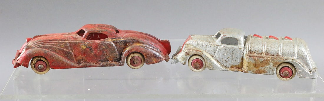 Hubley Tanker and Deco Car Cast Iron Lot: Hubley Tanker and Deco Car Cast Iron Car Lot 6 inches