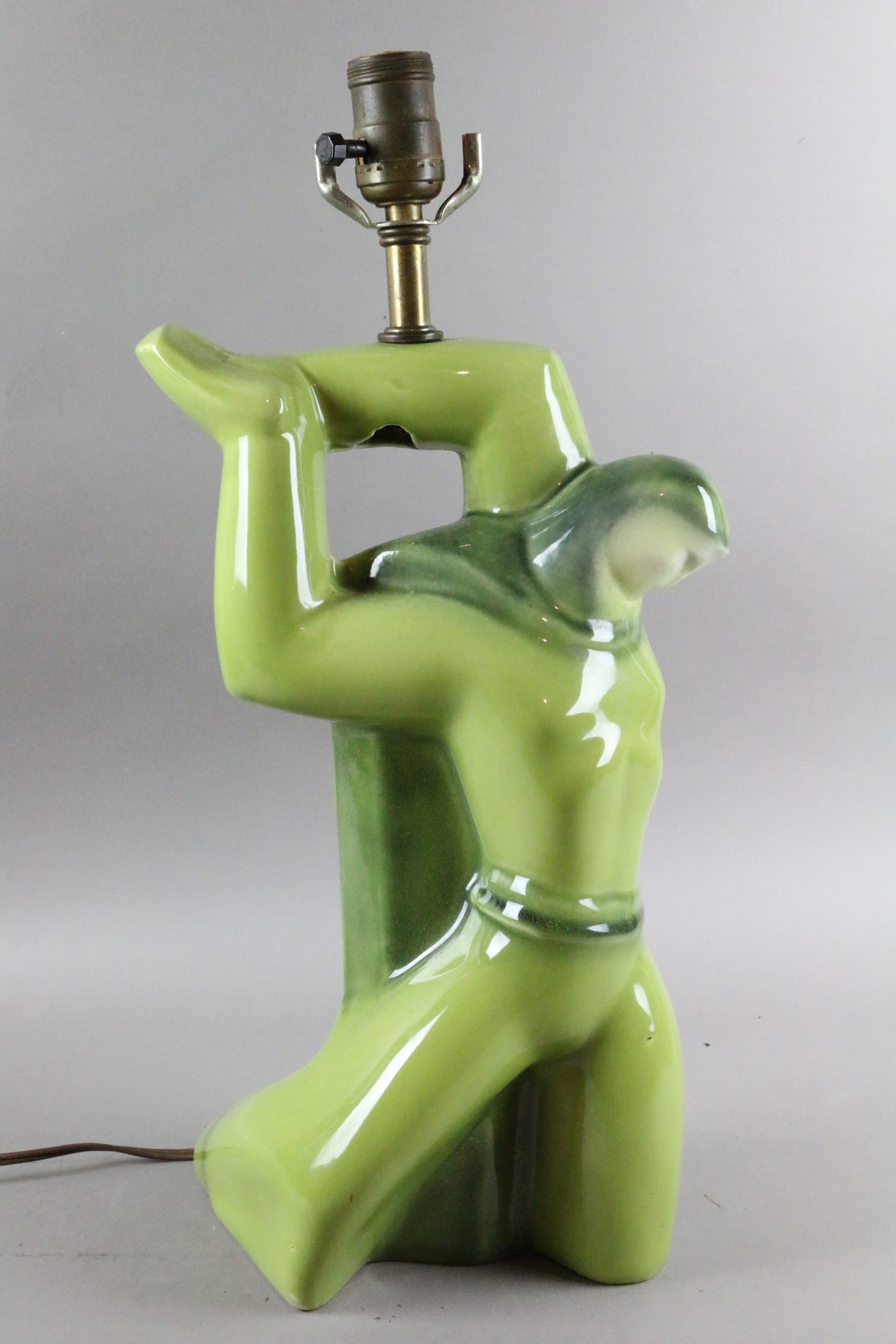 Art Deco WPA Era Table Lamp: Art Deco WPA Era Table Lamp, ceramic 19 inches 1930s