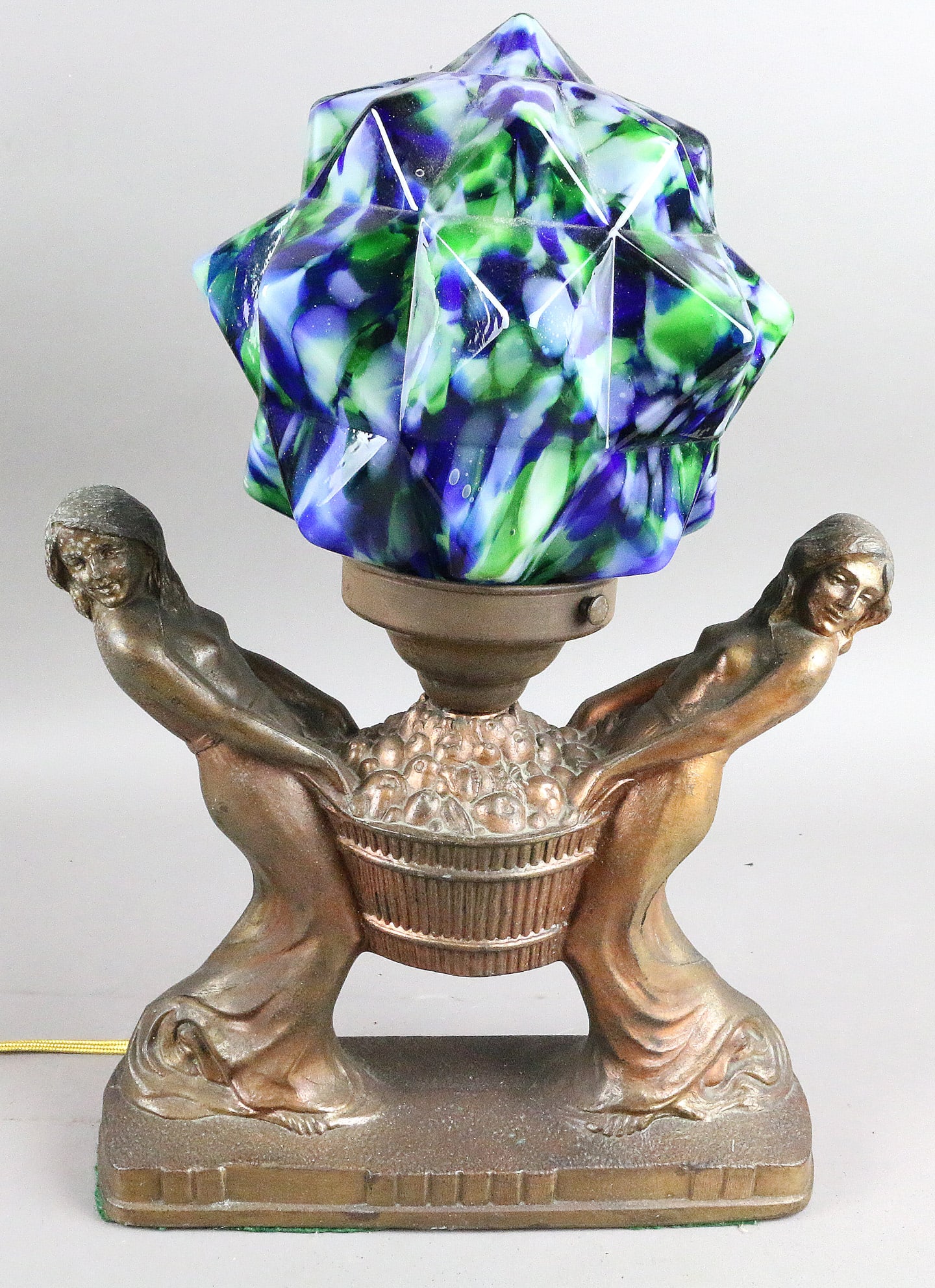 Art Nouveau End Of Day Globe Lamp 1930s: Art Nouveau End Of Day Globe Lamp 1930s, 16x11 bronze finish