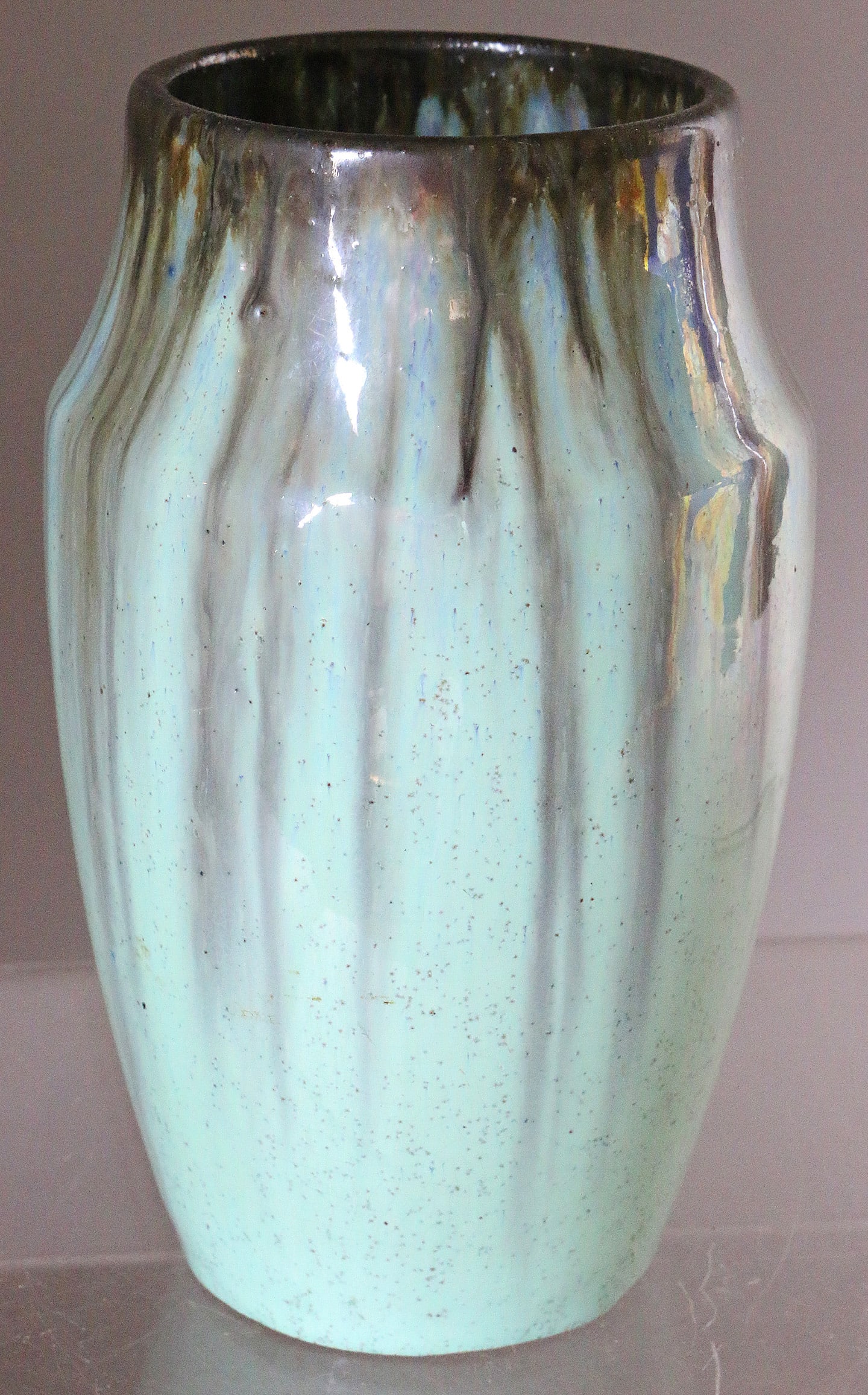 Fulper Vase Tourmaline and Bronze Glaze: Fulper Vase Tourmaline and Bronze Glaze