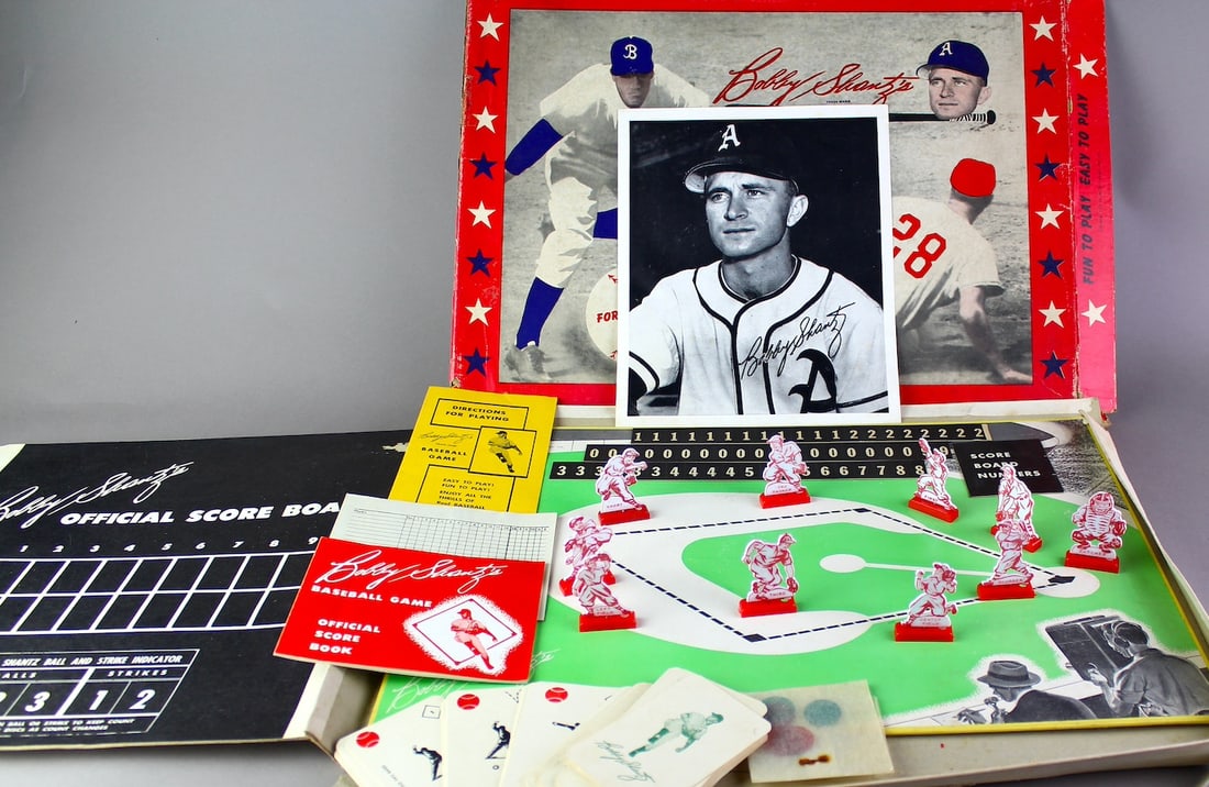 Bobby Shantz Baseball Game NM in Box: Bobby Shantz Baseball Game NM in Box. Complete with cards, baseball player figures, original 8 x 10 photograph with facsimile autograph, Score board, unused number scoring and score cards. Pristine ga