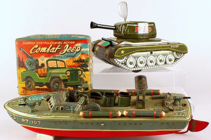 Japan Tin Army Toys, with Jeep in Box