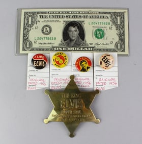 Elvis 1950s Original Pinbacks, Fan Club Star, Dollar