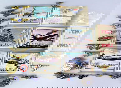 Airline Wings & Topps Cards TWA, Eastern, United, Zeppelin Pinbacks