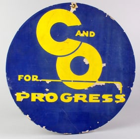 Chesapeake & Ohio C&O For Progress Round Sign