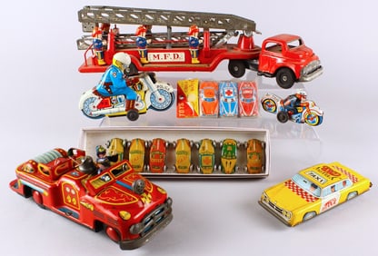 Japan Tin Toy Lot Cars, Trucks & Motorcycles
