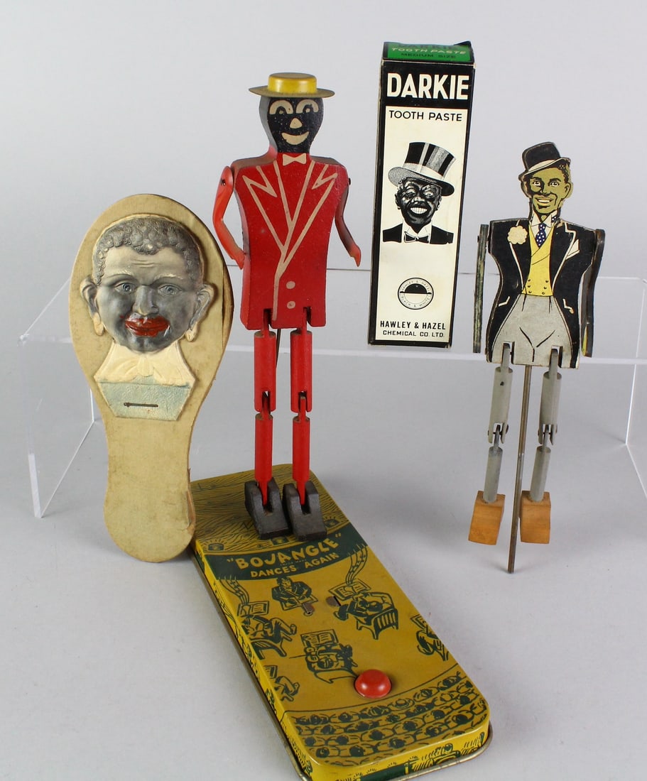 Black Memorabilia Bo Jangles Tin Dancer &: Black Memorabilia Bo Jangles Tin Dancer, Dressed dancer, Noise maker, and Tooth paste in box.