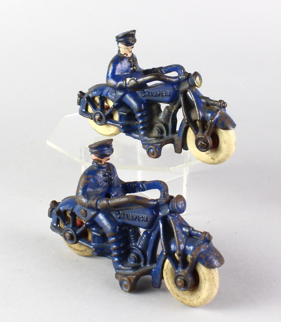 Pair of Cast Iron Champion Motorcycles (1 of 4)