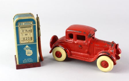 Cast Iron Chevy Coupe & Schuco Gas Tank