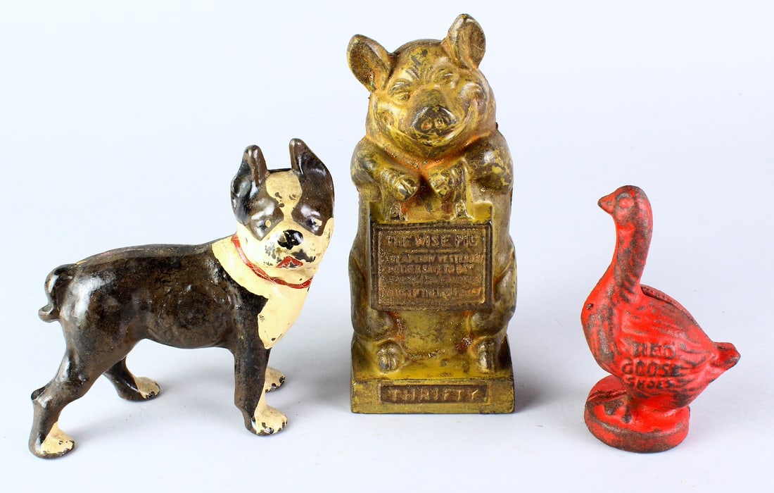 Red Goose, Bull Dog & Thrifty Wise Pig Banks (1 of 3)