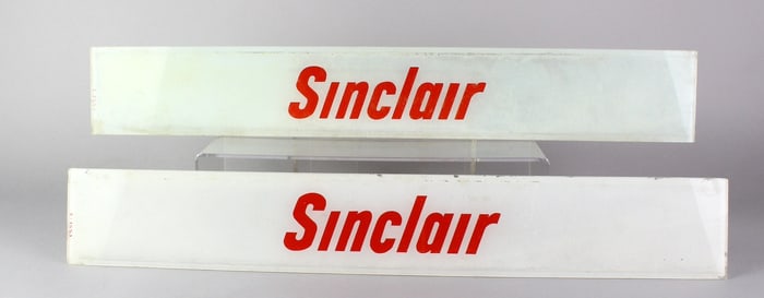 Pair Of Sinclair Gasoline Glass Pump Inserts