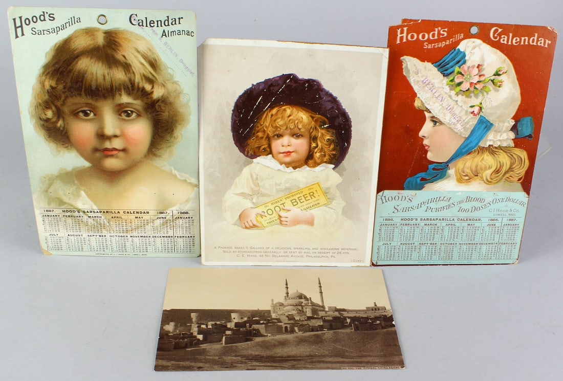 Hires & Hoods Root Beer & Sarsaparilla Calendars: Hires & Hoods Root Beer & Sarsaparilla Calendars and Trade Cards.