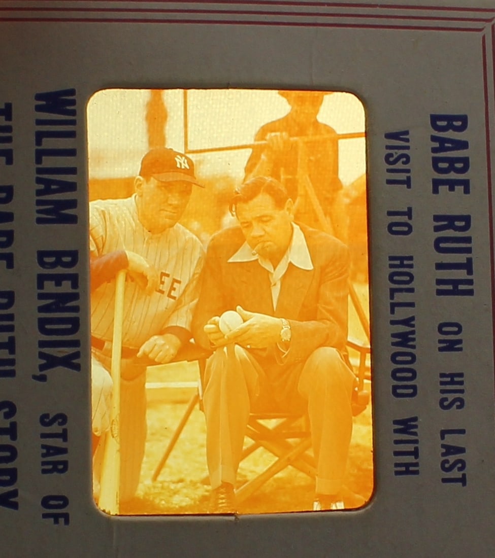 Babe Ruth Color Slide In Hollywood with William Bendix (1 of 3)
