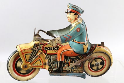 Unique Arts Tin Litho Motorcycle Police
