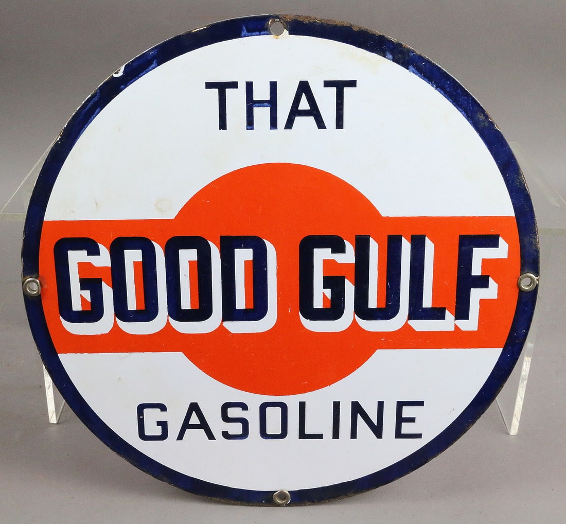 Good Gulf Gasoline Sign Porcelain 1950s (1 of 2)