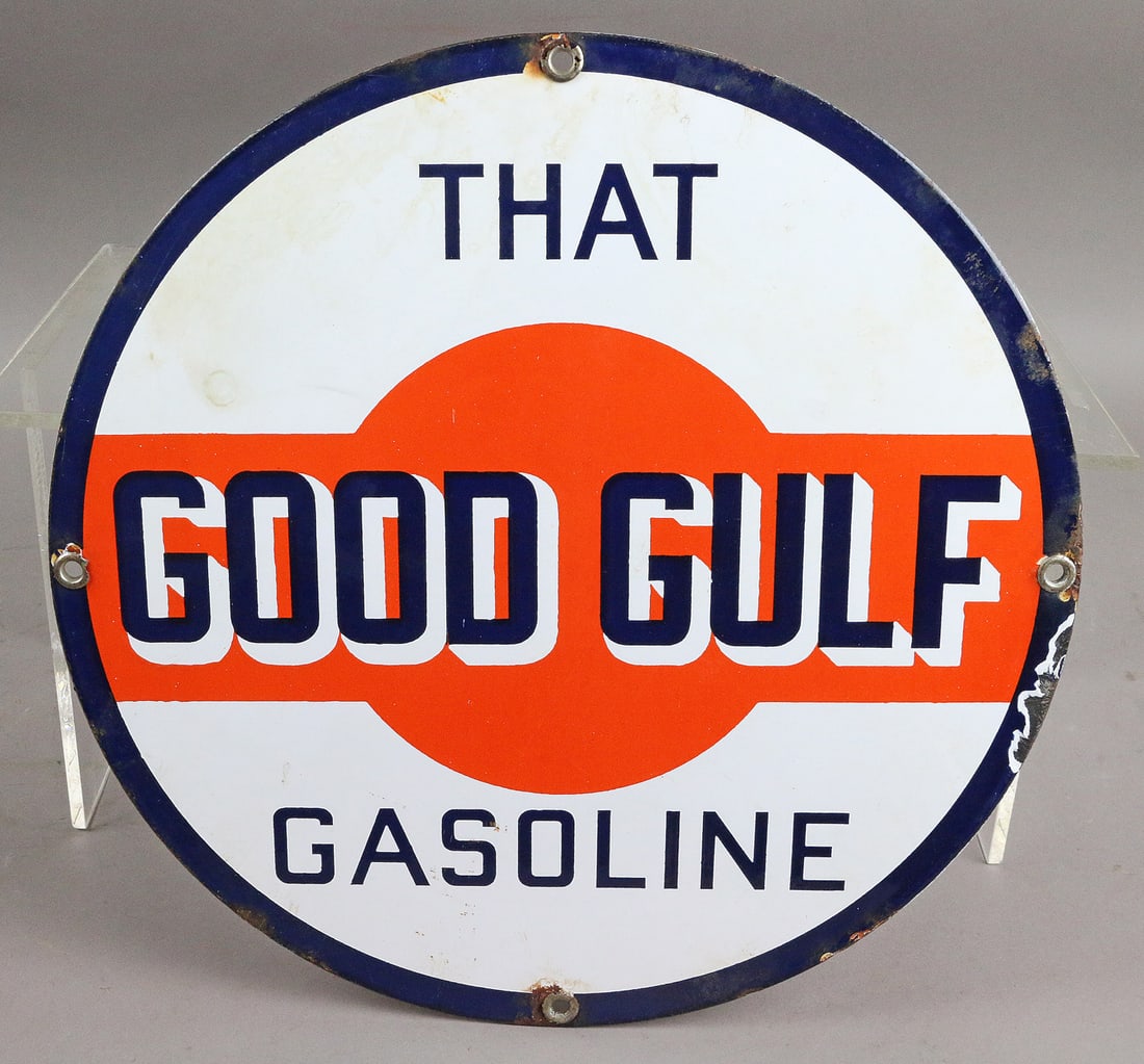 Good Gulf Gasoline Sign Porcelain 1950s (1 of 2)