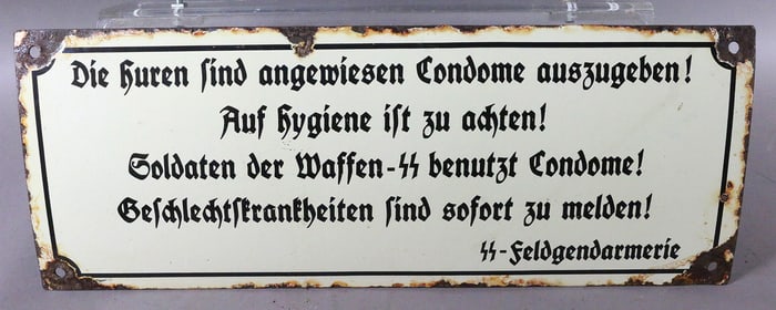 German WWII Porcelain Waffen SS Sign