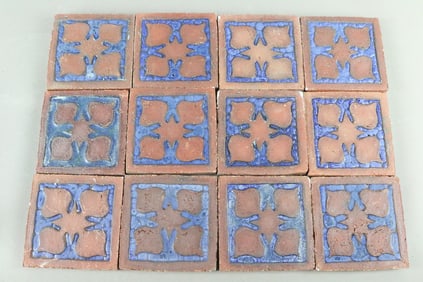 Grueby 4x4 Blue O Rust Tiles