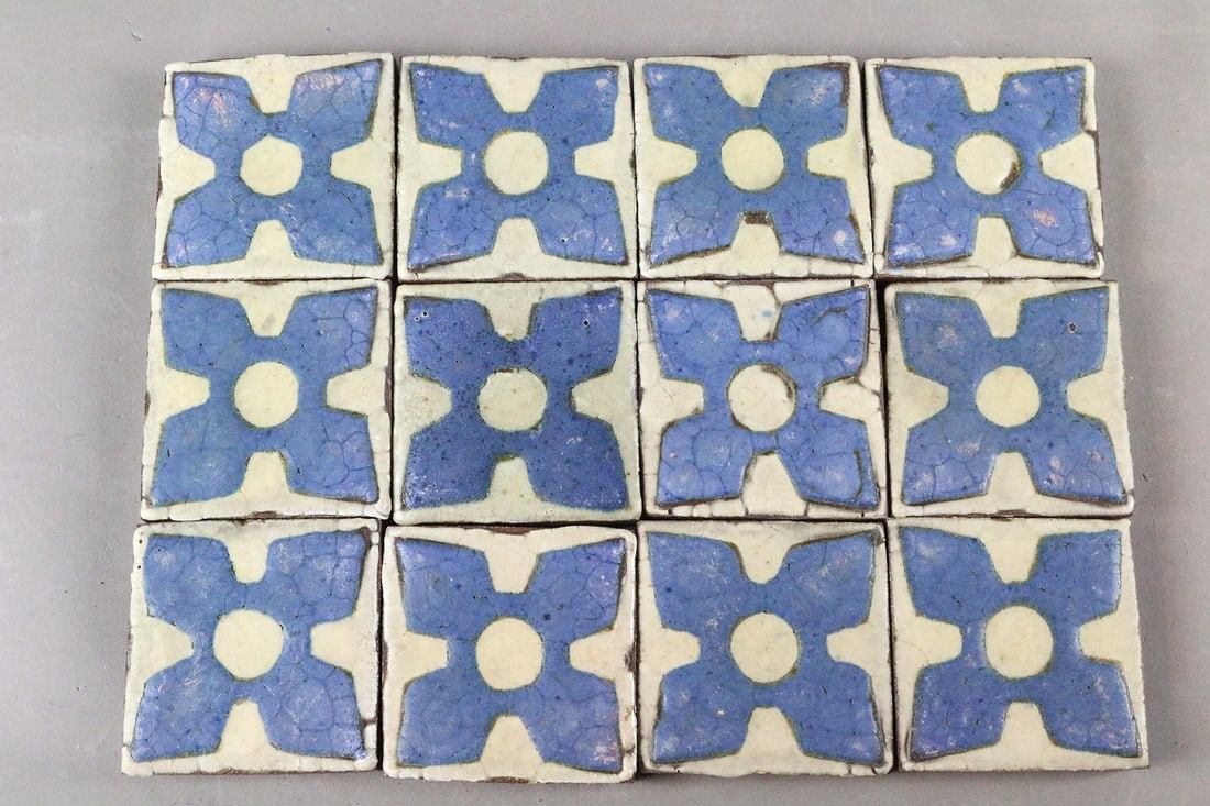 Grueby Blue Grey 3x3 tile Lot: Grueby Blue Grey 3x3 tile Lot 12