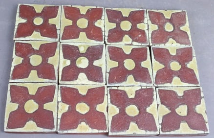 Grueby Brown on Mustard 3x3 Tile Lot