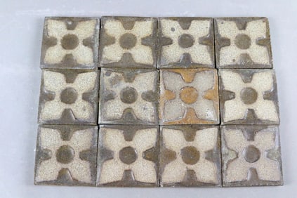 Grueby Brown on Green 3x3 Tile Lot