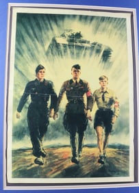 German WWII Youth Propaganda Poster Panzers