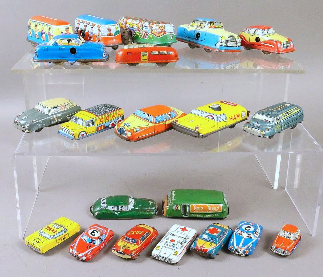 Tin Japan Friction & German Tin Wind Car Lot 21 Total (1 of 2)