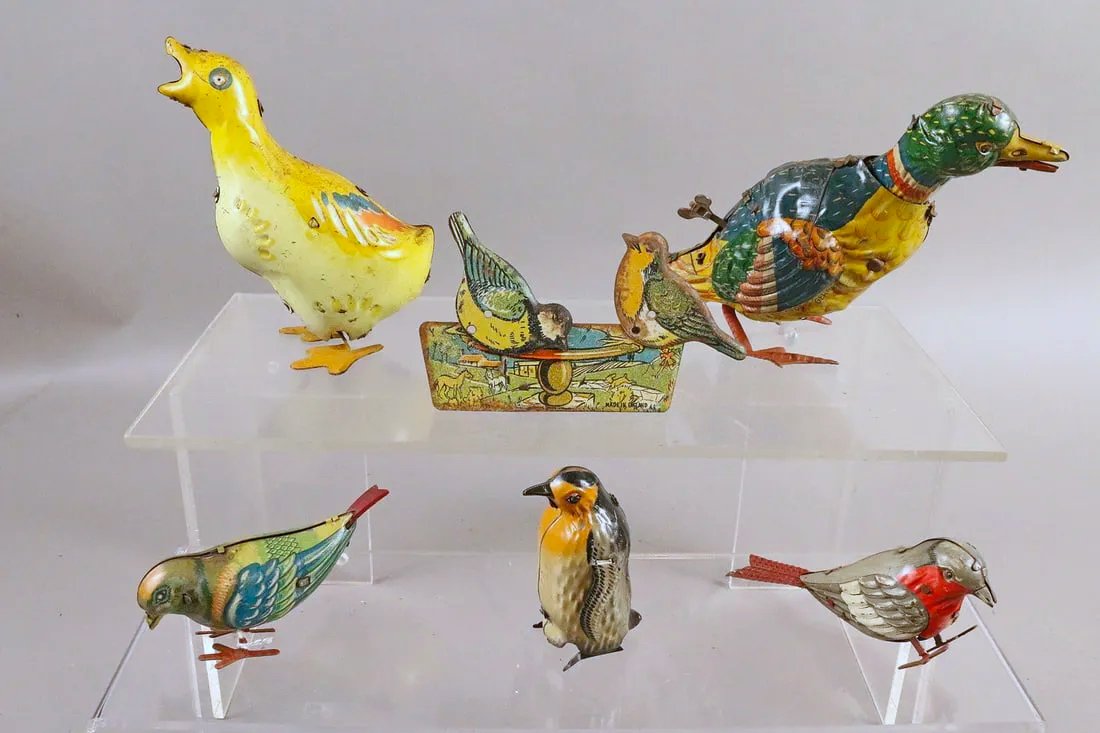 German Tin Wind Up Bird Lot (1 of 2)