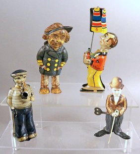 German Tin Wind Up Figures Incl Charlie Chaplin