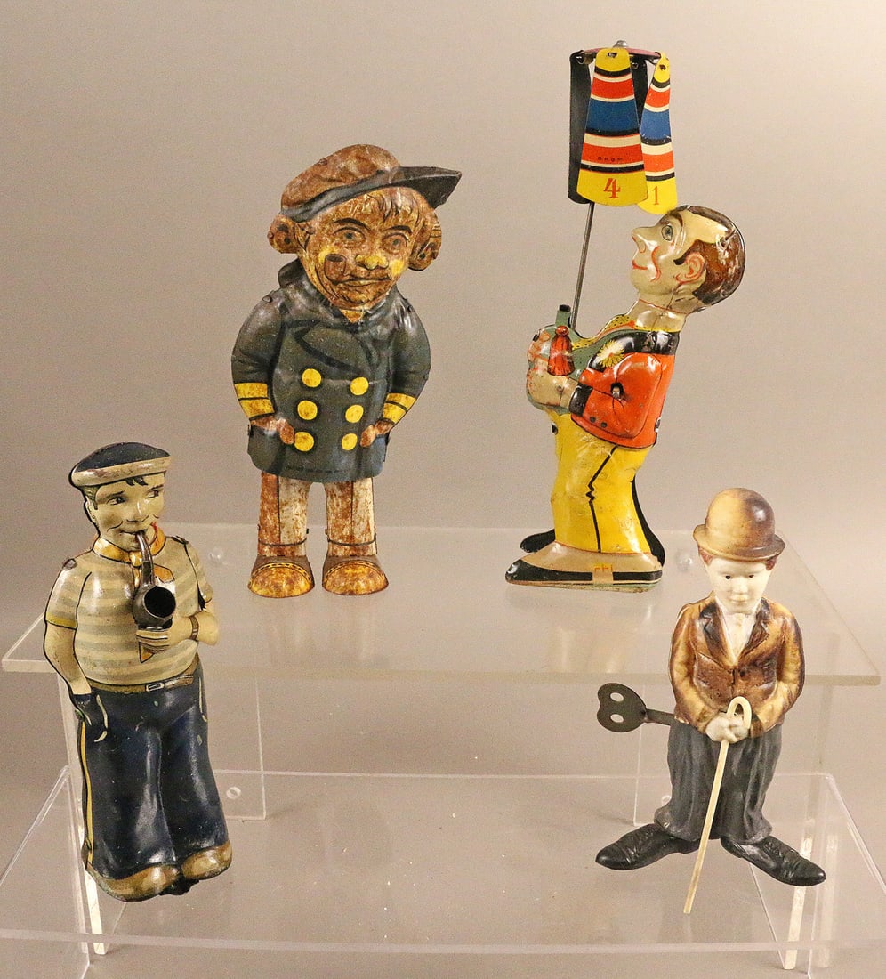 German Tin Wind Up Figures Incl Charlie Chaplin (1 of 2)