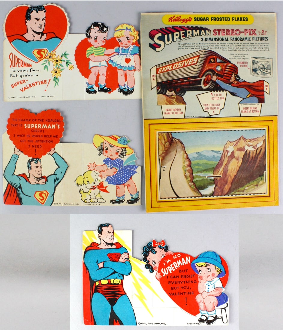 1940 Superman Valentine Cards & Kelloggs Cereal Panel (1 of 4)