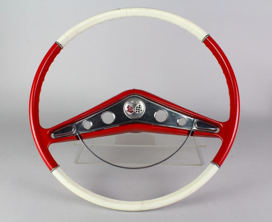 1958 Chevrolet Impala Steering Wheel Original: 1958 Chevrolet Impala Steering Wheel Original in red and black. 17 inches, excellent condition.