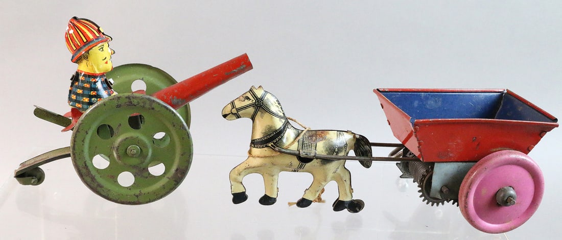German Cannon Horse Cart Tin Litho Lot (1 of 2)