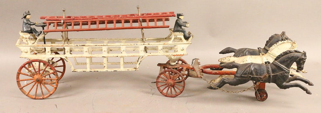 Wilkins Horse Drawn Ladder Truck Cast Iron: Wilkins Horse Drawn Ladder Truck Cast Iron, 30 inches Impressive!