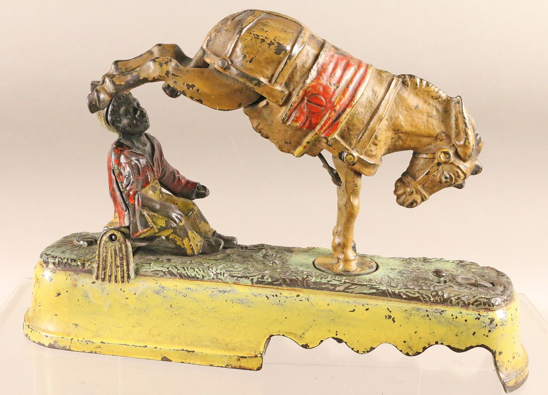 Stevens Always Did Spise A Mule Cast Iron Mechanical Bank: Stevens Always Did Spise A Mule Cast Iron Mechanical Bank