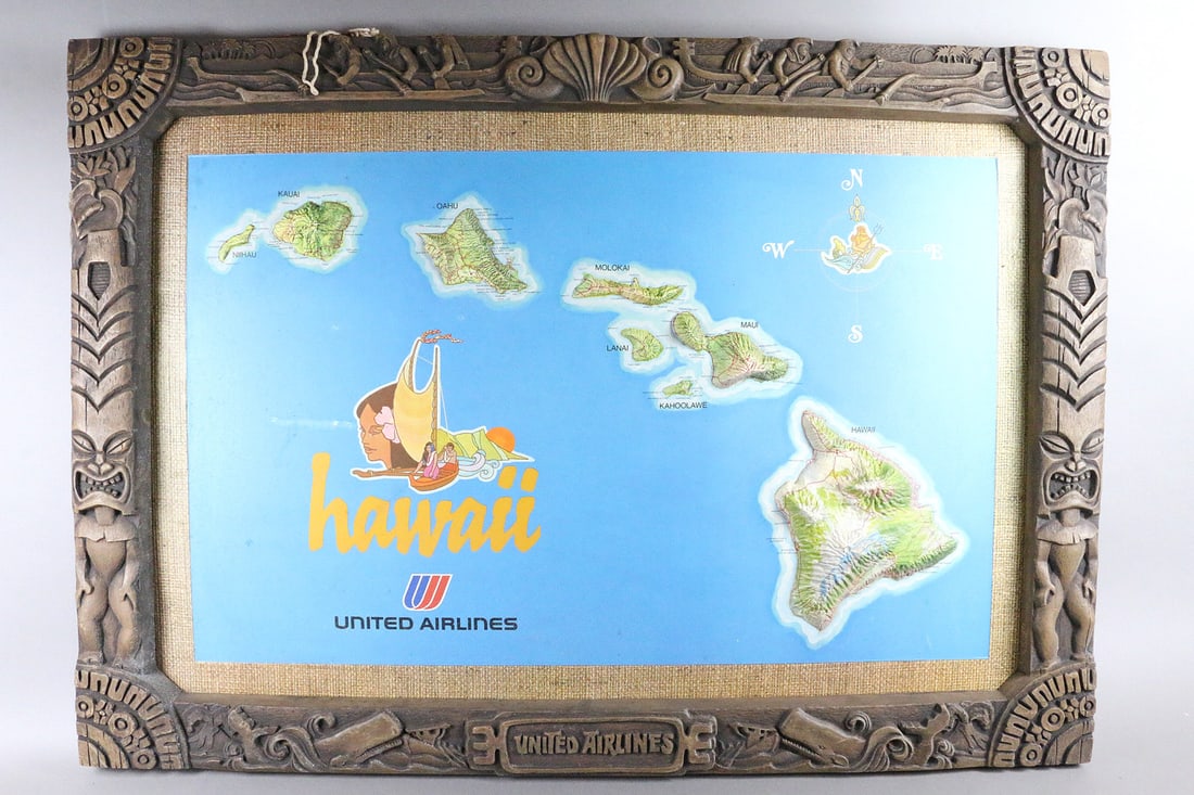 ユナイテッドエアライン メネフネ Hawaii ハワイ 地図 ビンテージ ユナイテッドエアライン メネフネ Hawaii ハワイ 地図